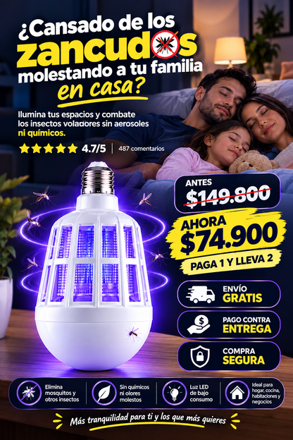 PROMO 2X1 Bombillo LED Mata Zancudos